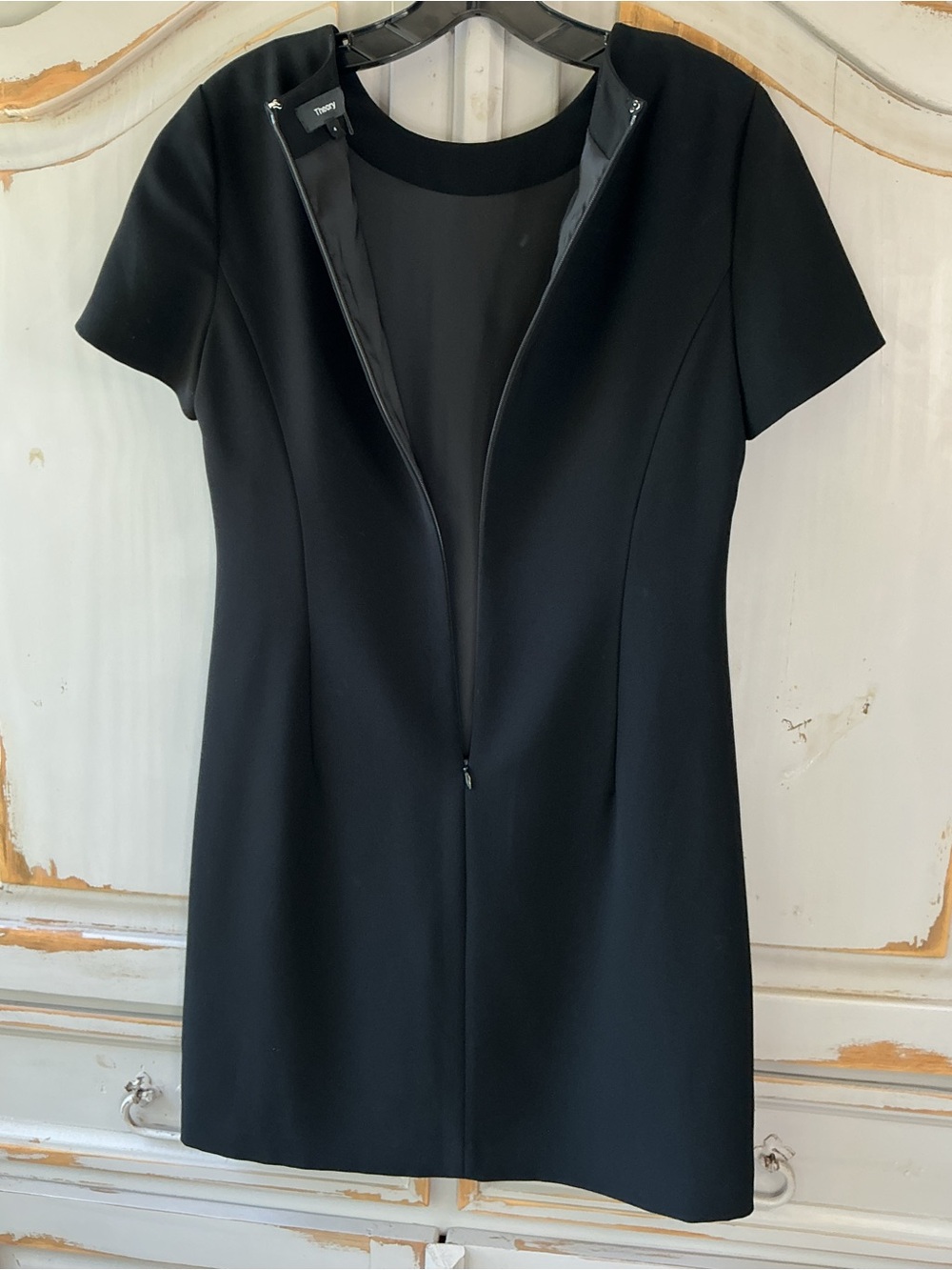 NWOT Theory | Jatinn Modern Crepe Black Shift Dress Minimalist Career Size 4 - Picture 6 of 9